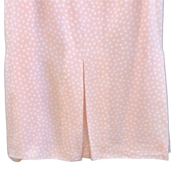 🇫🇷 Vtg 80s 90s Alan Austin Silk Polka Dot Peach Pink Trumpet Hem Midi Skirt | M - Picture 5 of 13